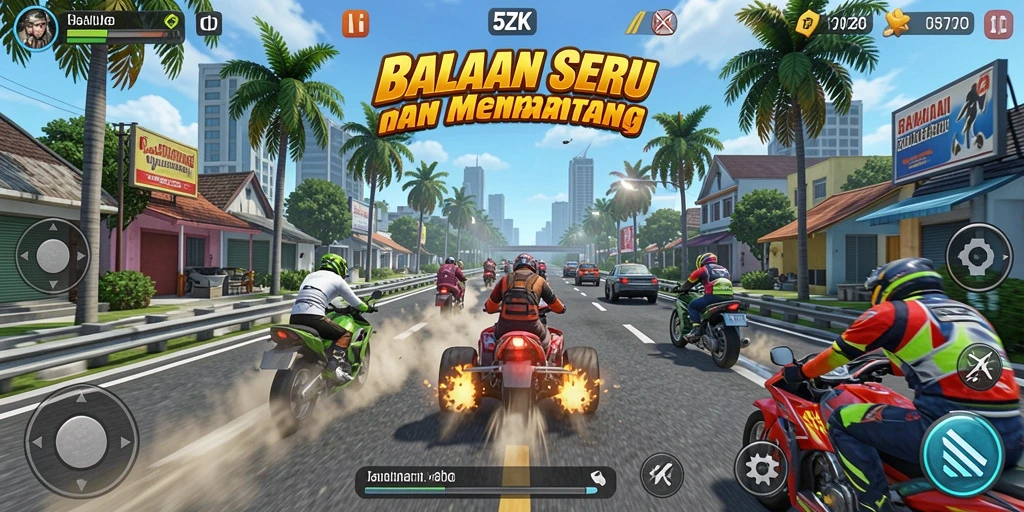 Gameplay balapan yang seru dan menantang di 5ZK.