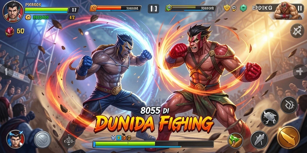 Tampilan gameplay 8055 yang mendebarkan dalam pertarungan Fighting.
