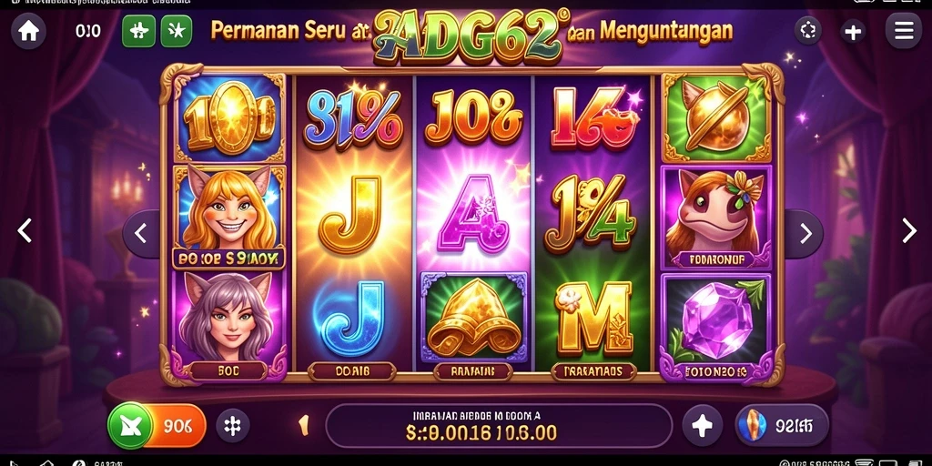 Screenshot gameplay <strong>ADG62</strong> menampilkan pengalaman slot yang mendebarkan dan berwarna.