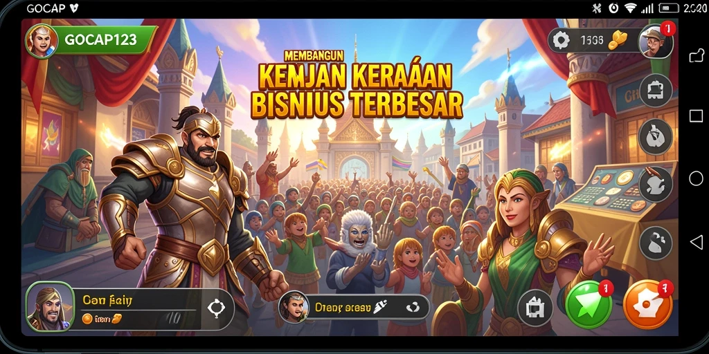 Tampilan gameplay GOCAP123 dengan grafis menarik dan strategi bisnis.