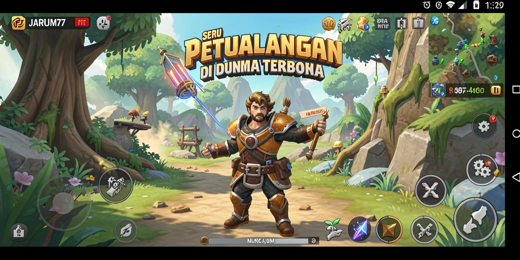 Screenshot gameplay JARUM77 menampilkan dunia terbuka yang luas dan indah.