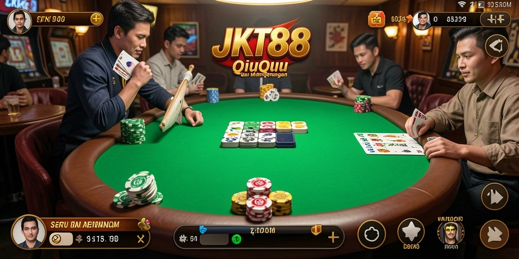 Screenshot utama JKT88 menampilkan momen seru gameplay QiuQiu.