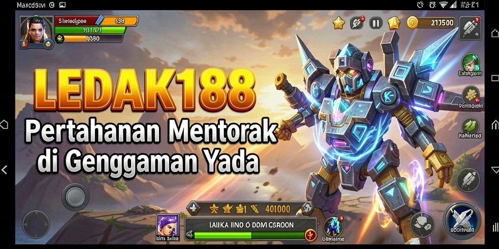 Tangkapan layar LEDAK188 menunjukkan aksi menara yang mendebarkan dalam pertempuran Tower Defense.