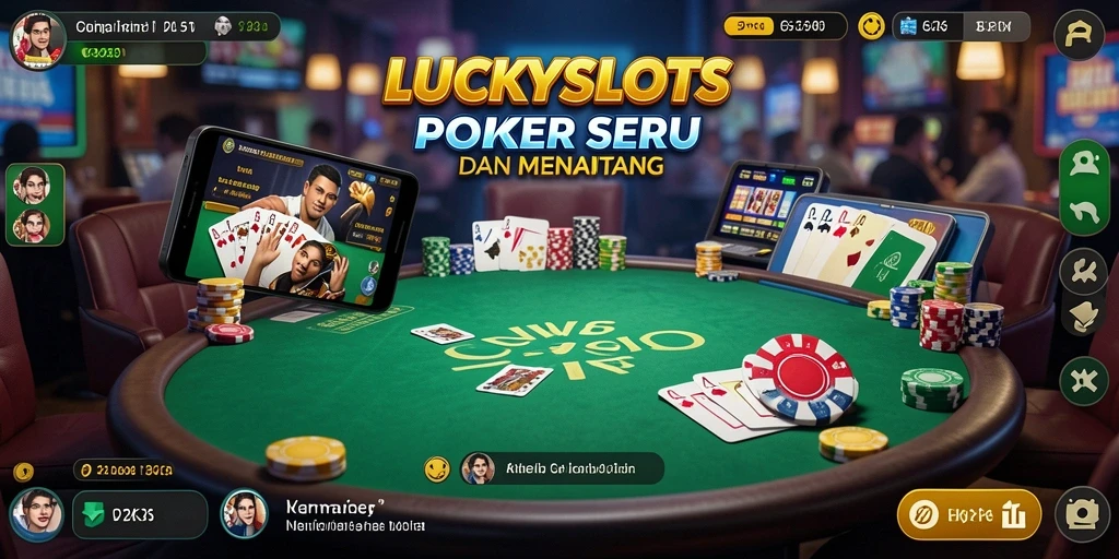 Screenshot LUCKYSLOTS menampilkan gameplay Poker yang mendebarkan.