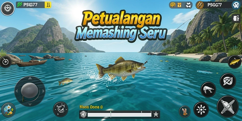 Menampilkan gameplay seru dalam memancing di lautan.