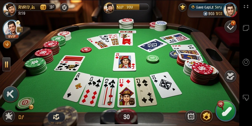 Gambaran gameplay Gaple yang seru di RVIP dengan interaksi pemain.