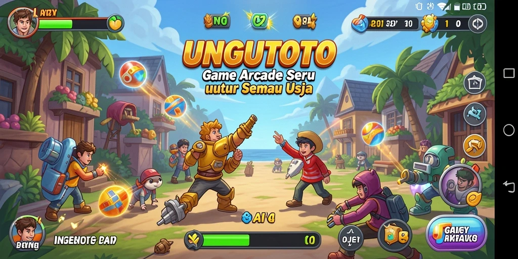 Tampilan gameplay seru game Arcade UNGUTOTO yang penuh tantangan.